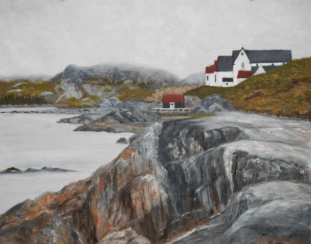 <B>Gros rochers de Brigus</B>  <BR>Brigus, T.-N.-L. <BR>Huile sur panneau de bois  <BR>40.64 cm x 50.8 cm  (16