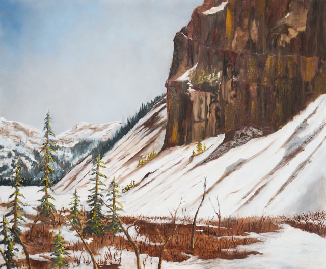 <B>Valley of the Ten Peaks</B>  <BR>Moraine Lake - Canadian Rockies  <BR>Banff National Park, Alta.  <BR>Oil on canvas  <BR>45.72 cm x 60.96 cm  (18