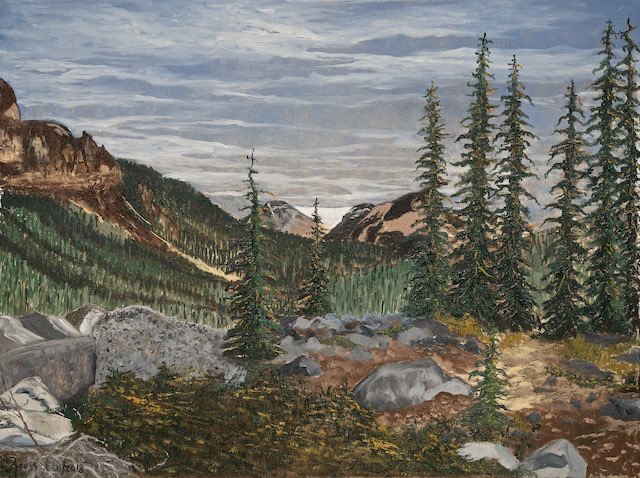 <B>Valley of the Ten Peaks</B>  <BR>Moraine Lake - Canadian Rockies  <BR>Banff National Park, Alta.  <BR>Oil on canvas  <BR>45.72 cm x 60.96 cm  (18