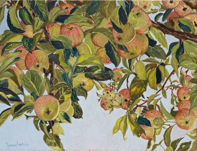 <B>Ready to be Picked</B>  <BR>Oil on custom made canvas  <BR>38.1 cm x 50.8 cm  (15