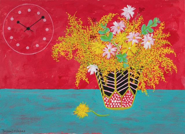 <B>The Fallen Dandelion</B> <BR>Acrylic on paper<BR>30.5 cm x 40.6 cm  (12