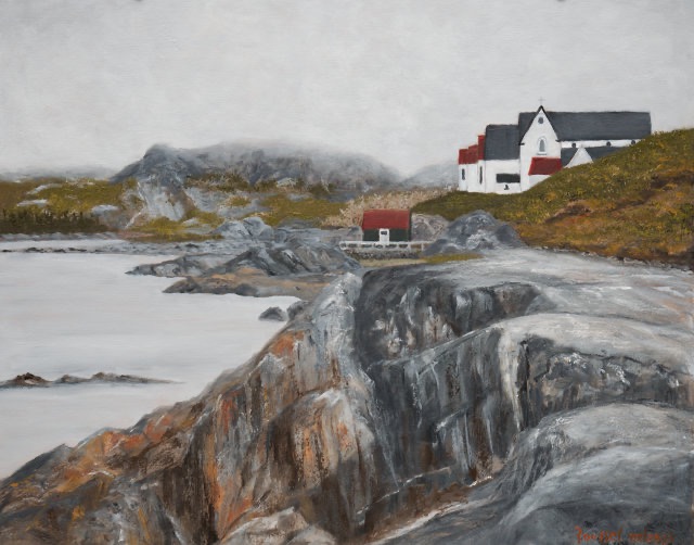 <B>Big Rocks in Brigus</B>  <BR>Brigus, N.L. <BR>Oil on birch panel  <BR>40.64 cm x 50.8 cm  (16