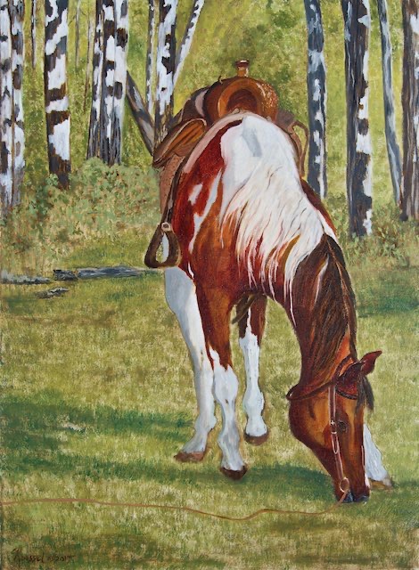 <B>Drifter</B>  <BR>Pemberton, B.C.  <BR>Oil on custom-made canvas  <BR>71.12 cm x 52.07 cm  (28